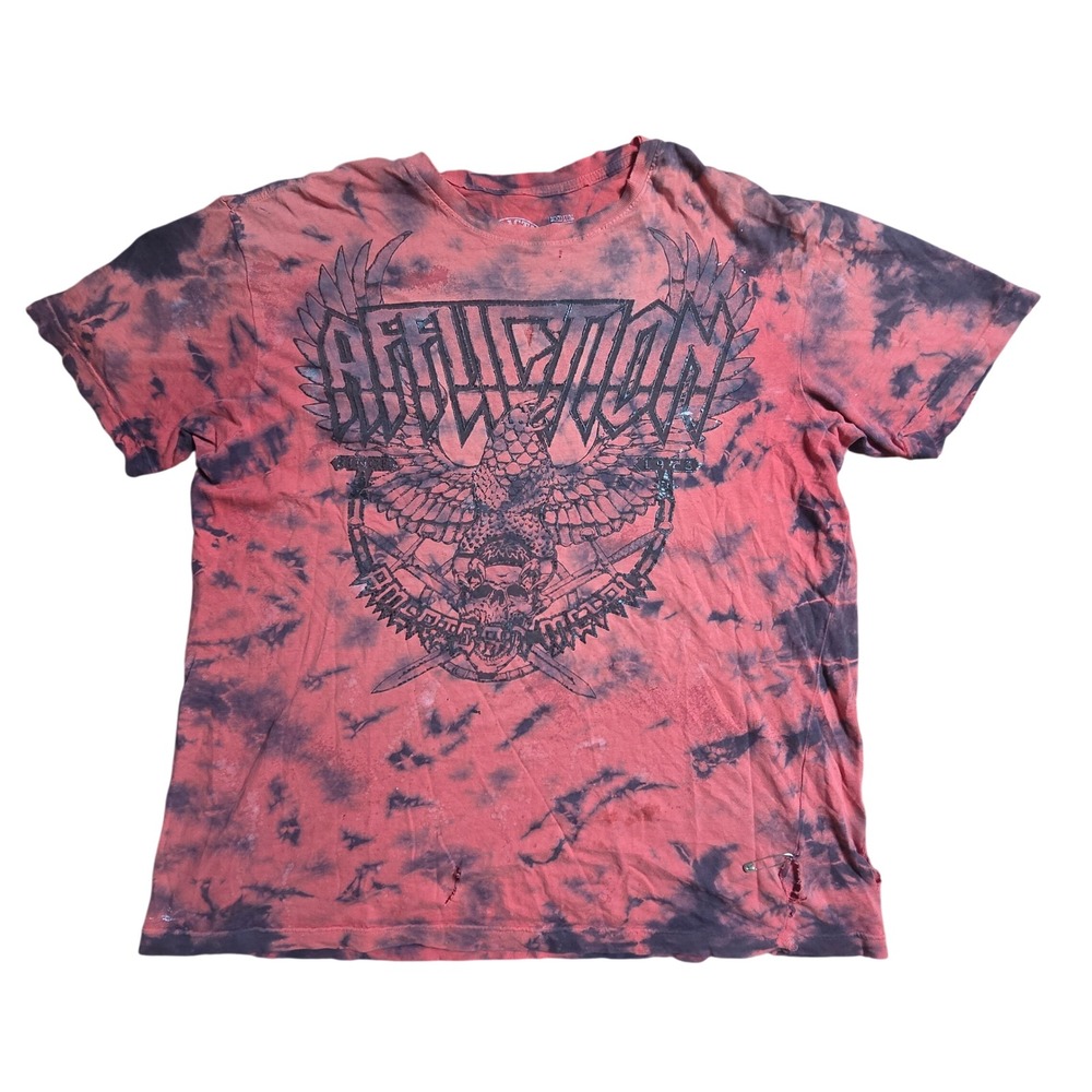 Affliction Live Fast American Metal USA Tour Tie Dye Graphic Shirt XL Thrashed